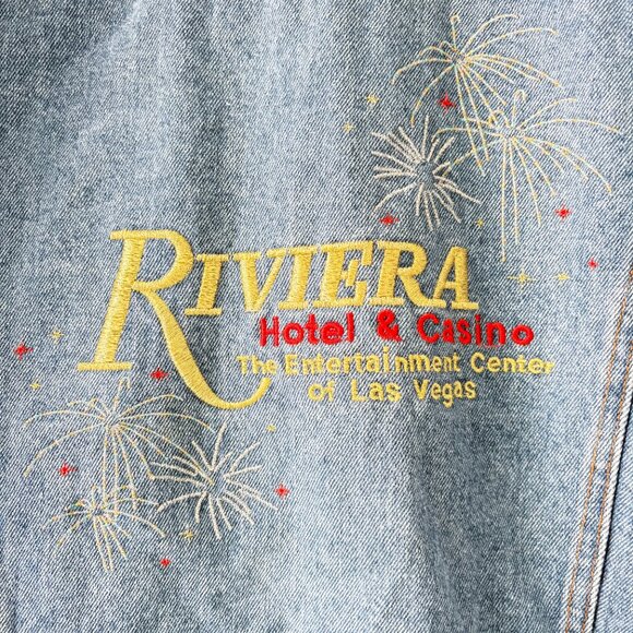 Riviera Hotel & Casino cotton denim trucker jacket men's small 1990s Las Vegas - Picture 2 of 8